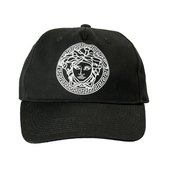 Versace Medusa Logo Print Black Baseball Cap Hat size 57 - Picture 1 of 6